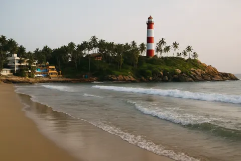 Lighthouse Beach in Kovalam - tourist attraction to visit with Karthi Travels